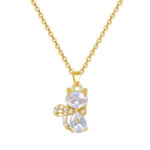 Women Inlaid Rhinestone Cat Fashion Light Luxury Style Elegant Necklace